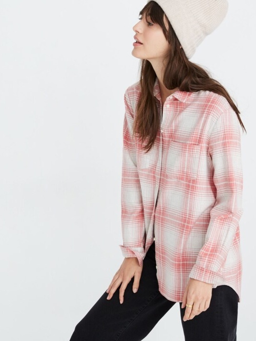 Flannel Sunday Shirt in Pink Plaid